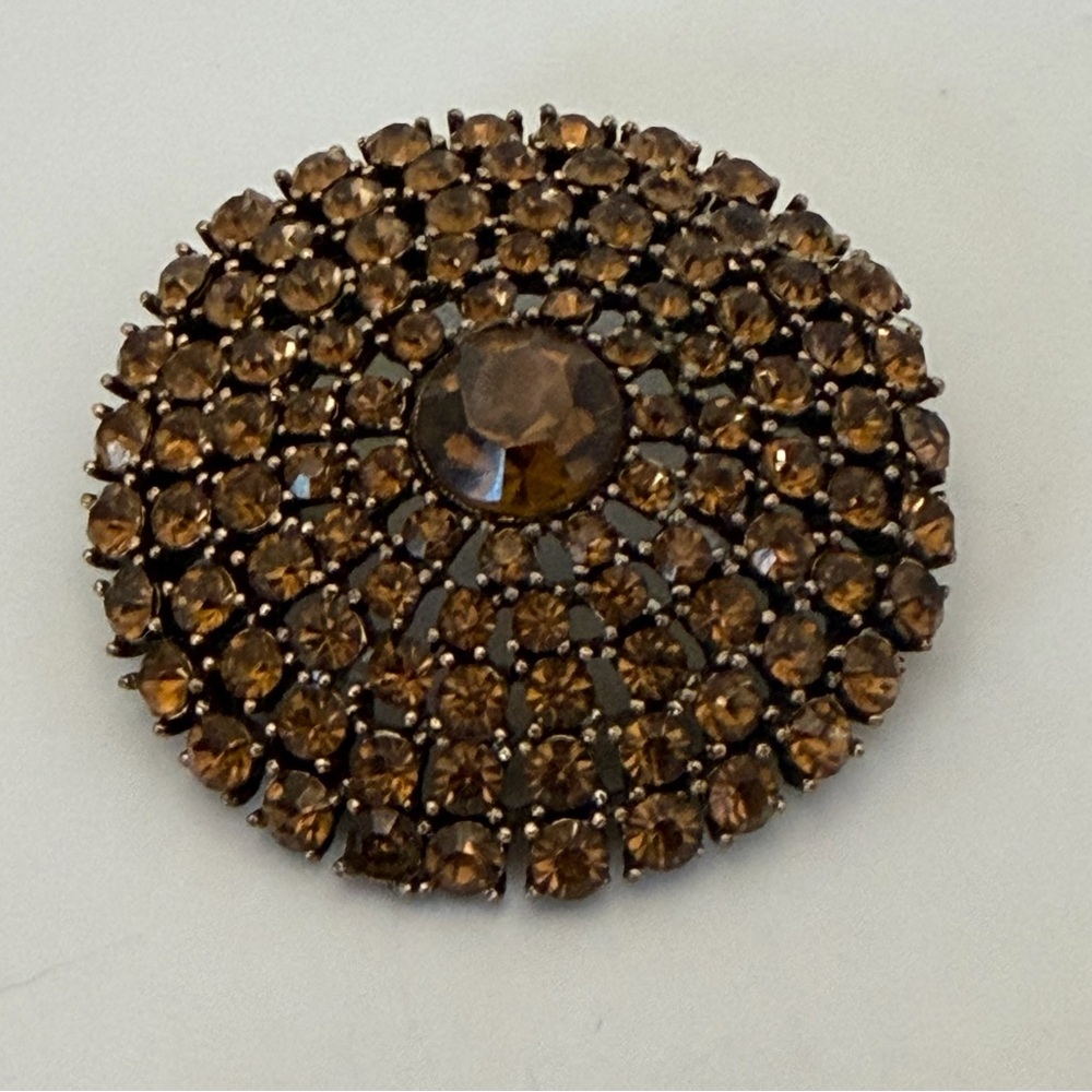 Weiss Signed Smoky Topaz Domed Brooch